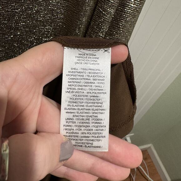 Lauren Ralph Lauren Gold Metallic Off The Shoulder Gown Off The Shoulder Size 6 - Picture 6 of 7